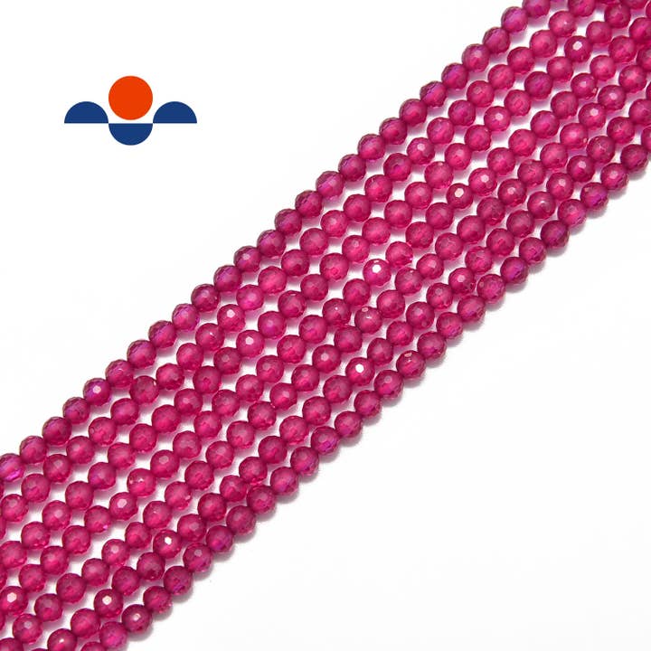 Natuurlijke Robijn Facetgeslepen Ronde Kralen 2mm 3mm 4mm 15,5" Streng voor wholesale door CRCBEADS