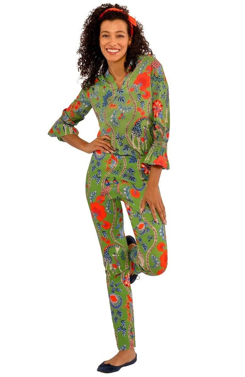 Gretchen Scott LLC - Wholesale Tunic - Women's - Ruffleneck Tunic - Jungle Symphony24