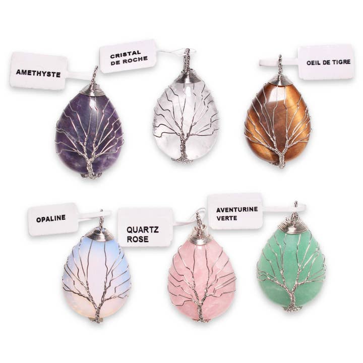 Foliesbijoux - Wholesale Individual Charm/Pendant - Silver teardrop shaped tree of life pendant