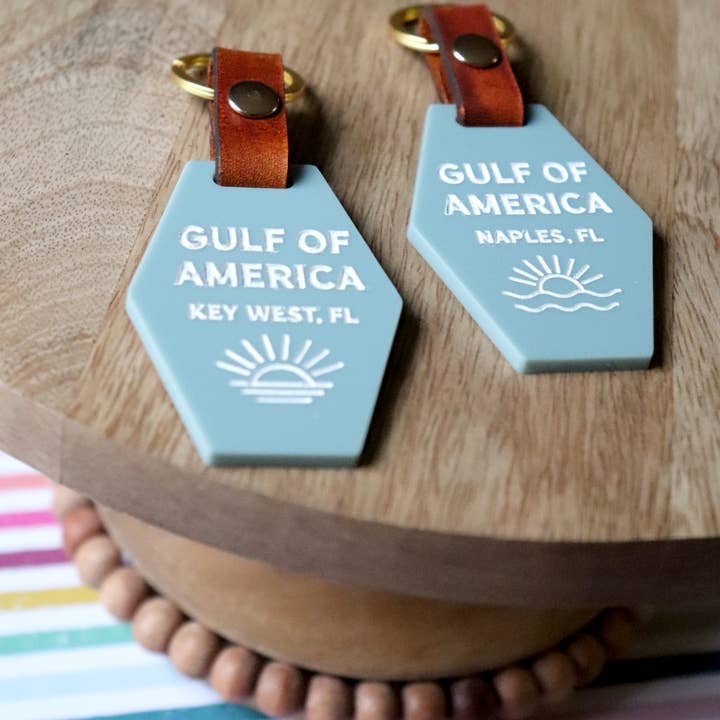Florida Leather Co - Wholesale Keychain - Unisex - Gulf of America Keychain - Custom City and State