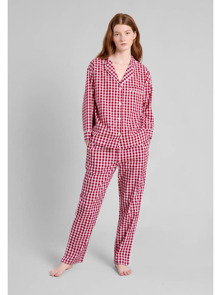 Marina Pajama Set in Large Red Gingham for wholesale on Faire