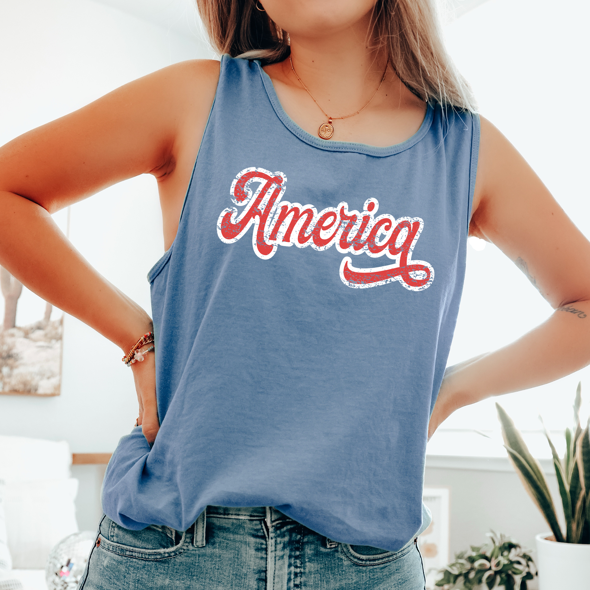 Refinery Number One LLC - Wholesale Tank Top - Women's - Vintage America, Fourth of July, America USA Tank Top1
