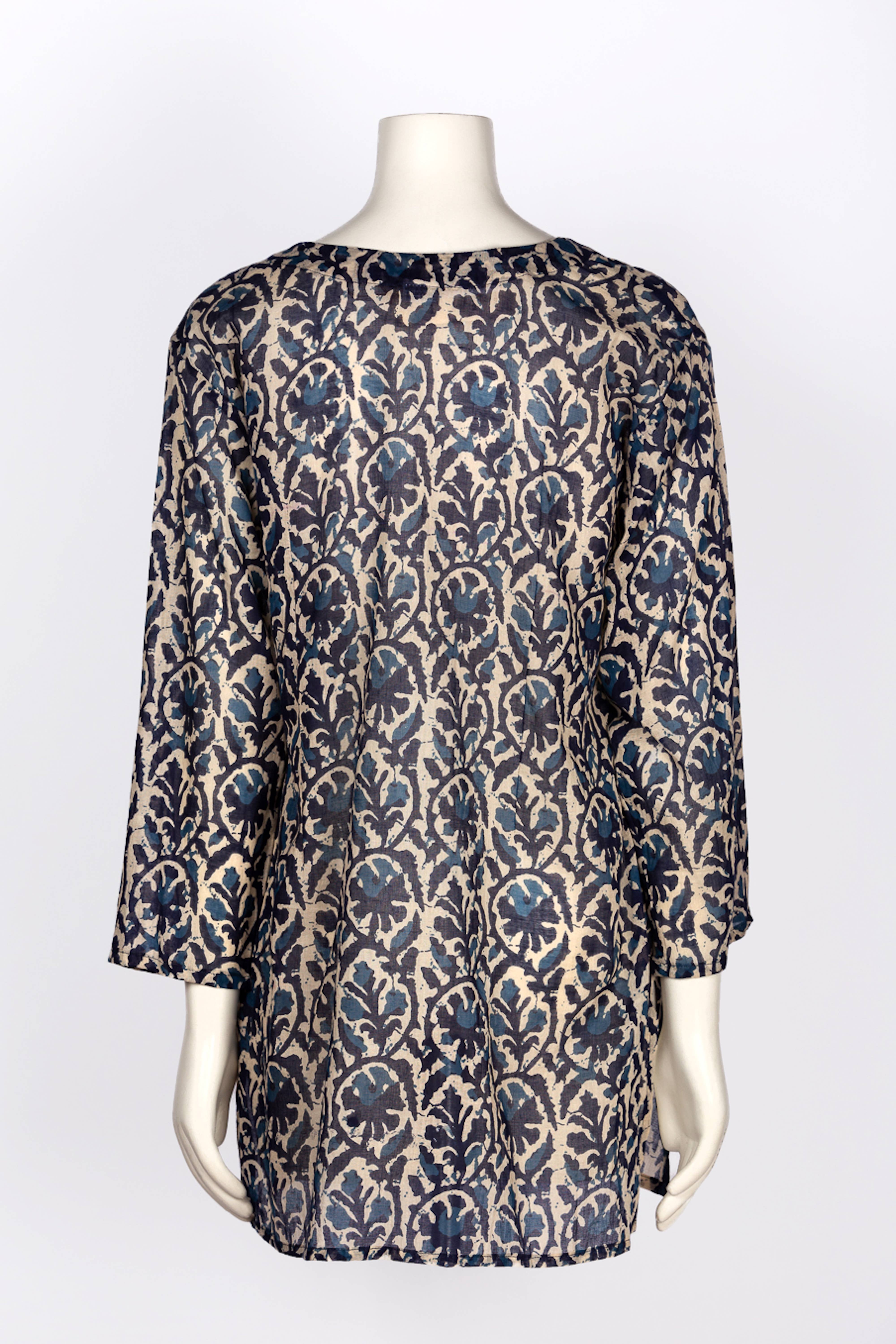 Aurora Cotton Kurta Tunic Navy Beige for wholesale on Faire2