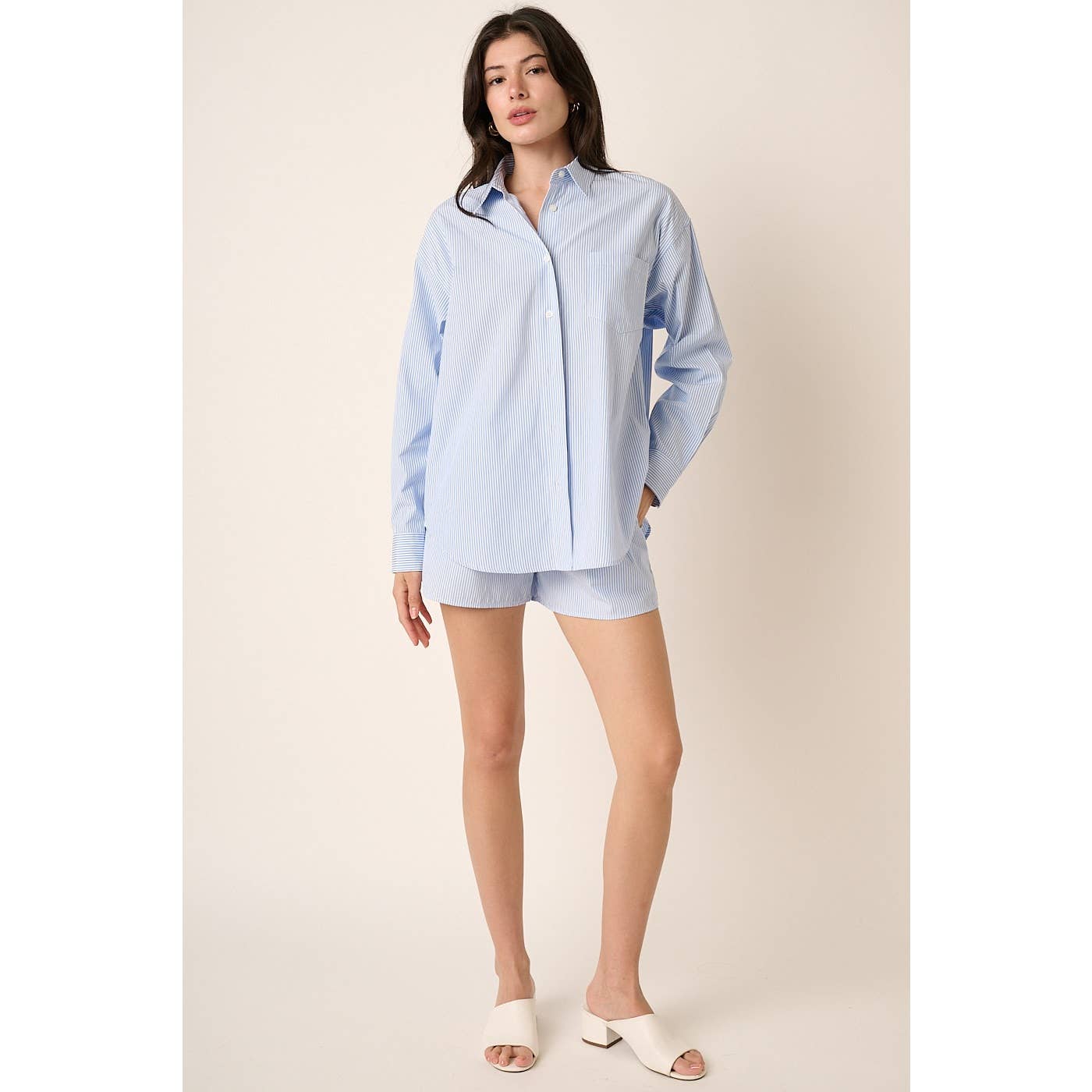 mittoshop - Wholesale Lounge Set - Women's - STRIPED SHIRT AND SHORTS SET13