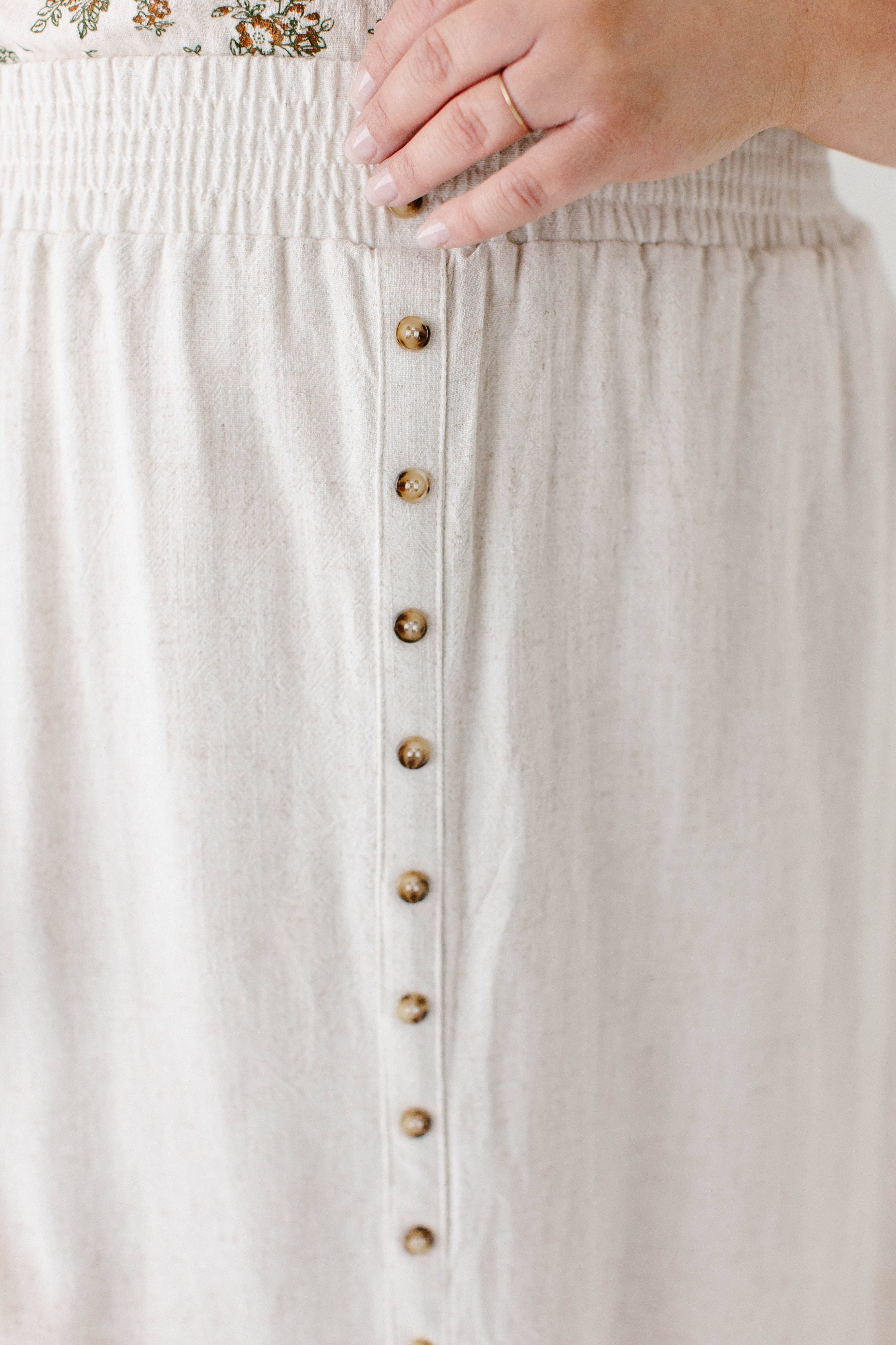 Naturel Jupe midi à boutons 'Greta' VENTE FINALE en vente sur Faire2