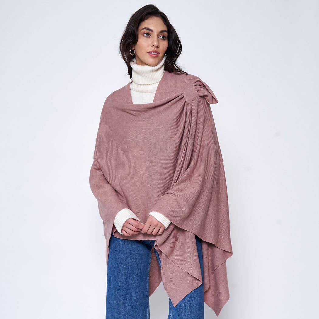 Fashion City - Wholesale Poncho - Women's - Solid Ruana with Shoulder Strap16