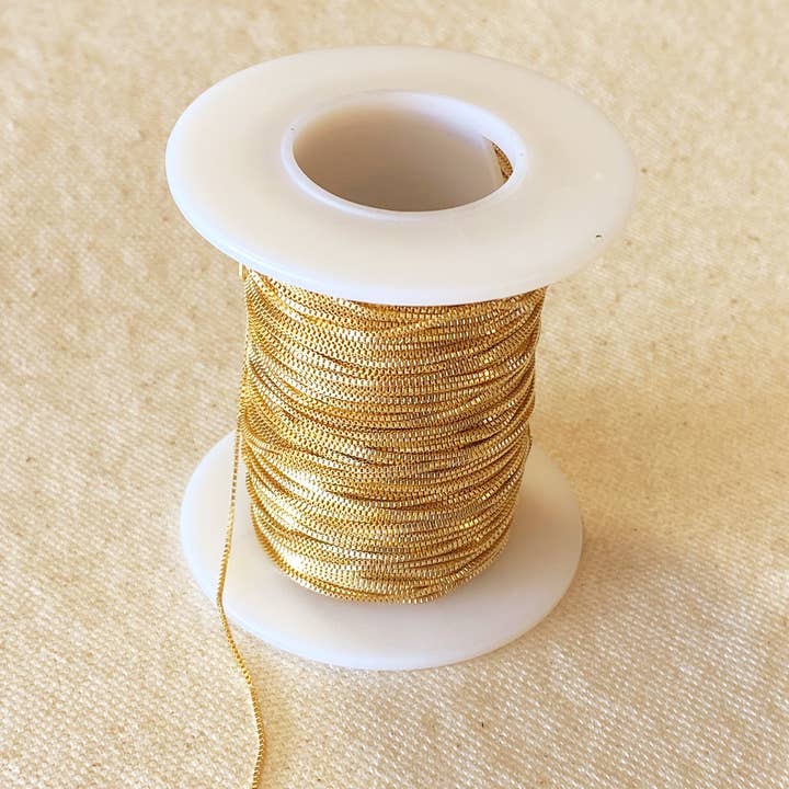 GoldFi - Wholesale Craft Supplies - 14k Gold Filled Unfinished 0.75mm Box Chain By the Foot