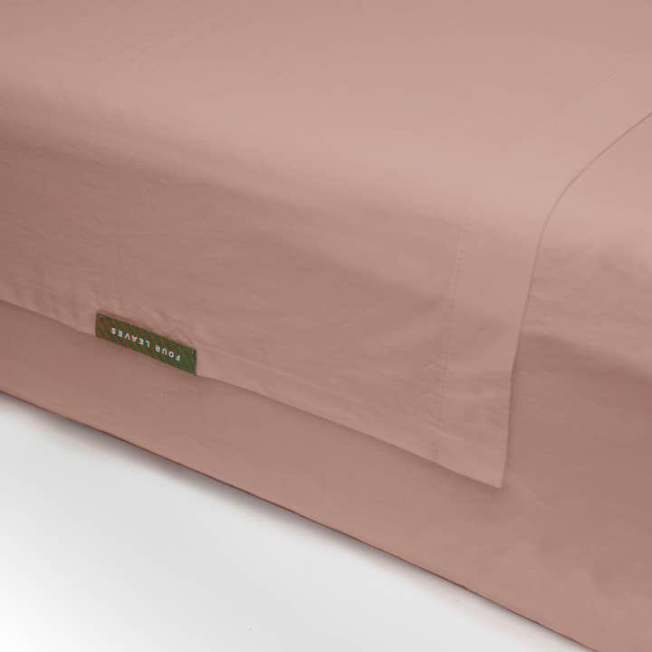 Lençol plano Bundala percale (rosa) por atacado de Four Leaves