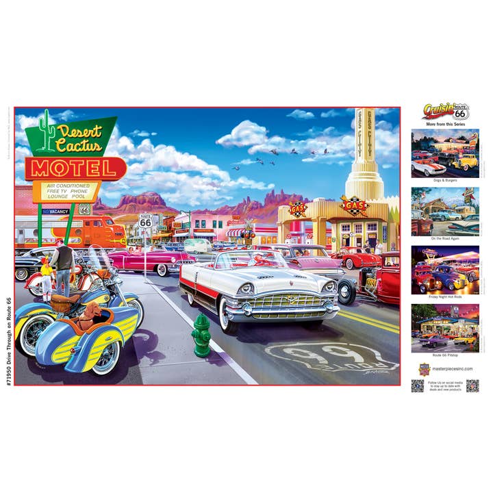 Masterpieces Puzzles - Wholesale Puzzle - Adult - Cruisin' Route 66 - Drive Through 1000 Piece Puzzle