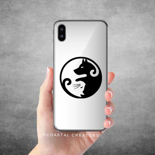 Coastal Creators of Connecticut - Wholesale Sticker - Yin Yang Dog & Cat Vinyl Sticker (Black, Packaged)2