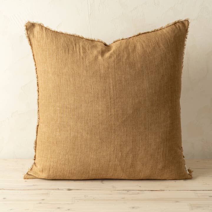 24x24 Lina Linen Pillow Tawny for wholesale by INDABA HOME