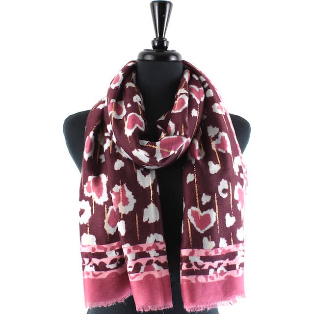 Pretty Persuasions - Wholesale Scarf - Women's - S24098 Hearts Afire Scarf w/Gold Metallic