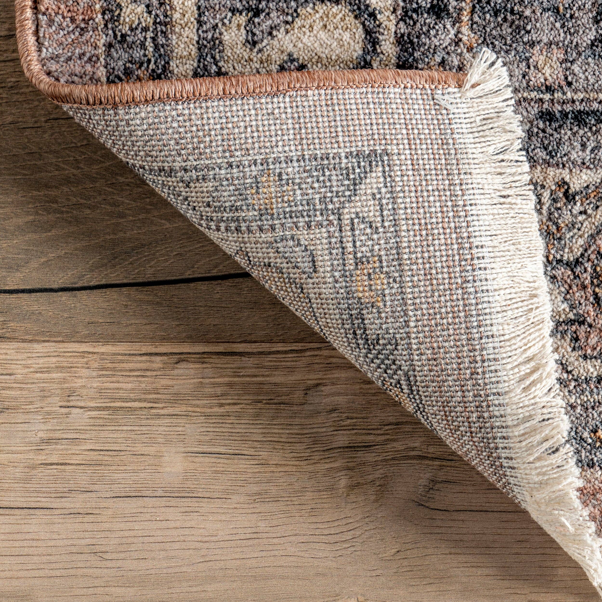 Rouille Tapis à franges en forme de médaillon délavé en vente sur Faire5