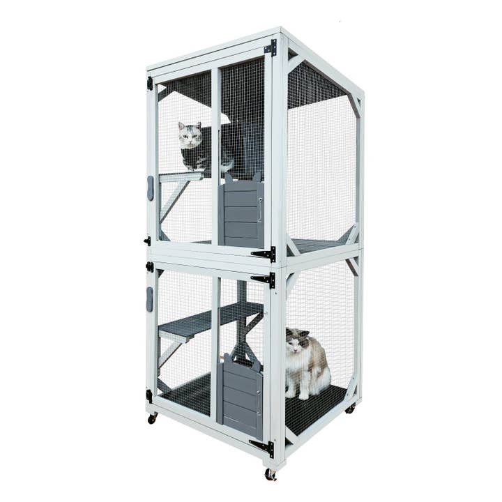 39F Inc. - Wholesale Pet Carrier - Cat - 71in Outdoor Wooden Catio with Roof and Wheels for Cats4