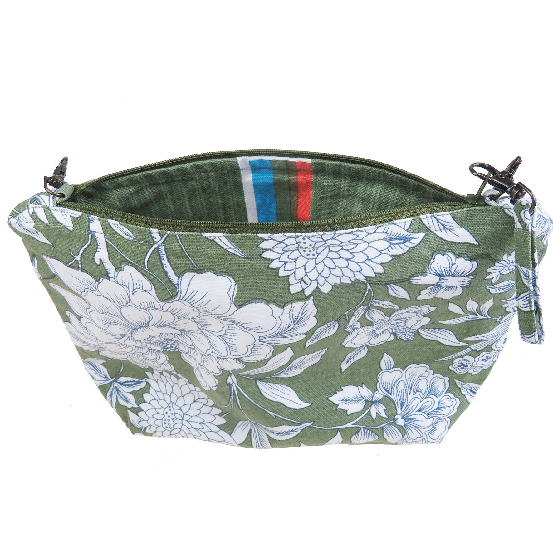 Supplement D'AM - Wholesale Pouch - Women's - Cotton pouch with bird and leaves, toile de Jouy style, green3