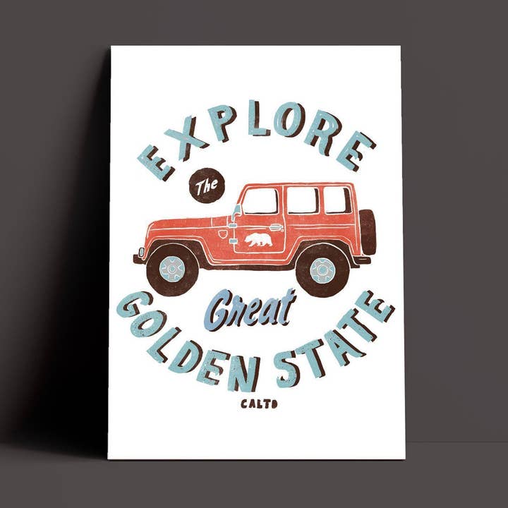 Pôster branco Explore o Grande Estado Dourado por atacado de State Bliss