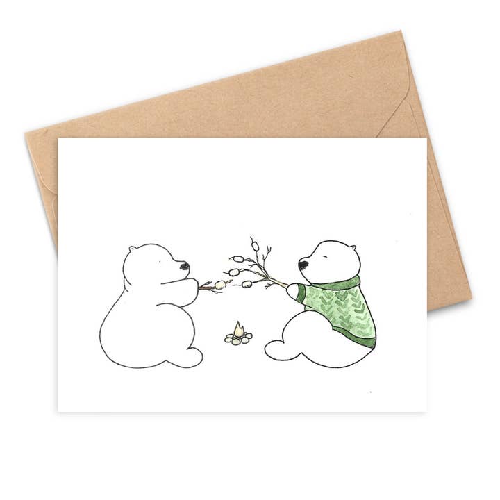 Christmas | Cozy Campfire Christmas Card for wholesale by Song & Sparrow Studio