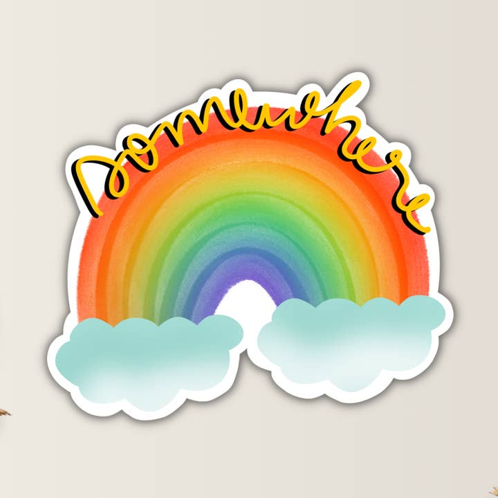 HOLO. SOMEWHERE OVER THE RAINBOW WEATHERPROOF VINYL STICKER for wholesale by Drifting Souls Paper Co.