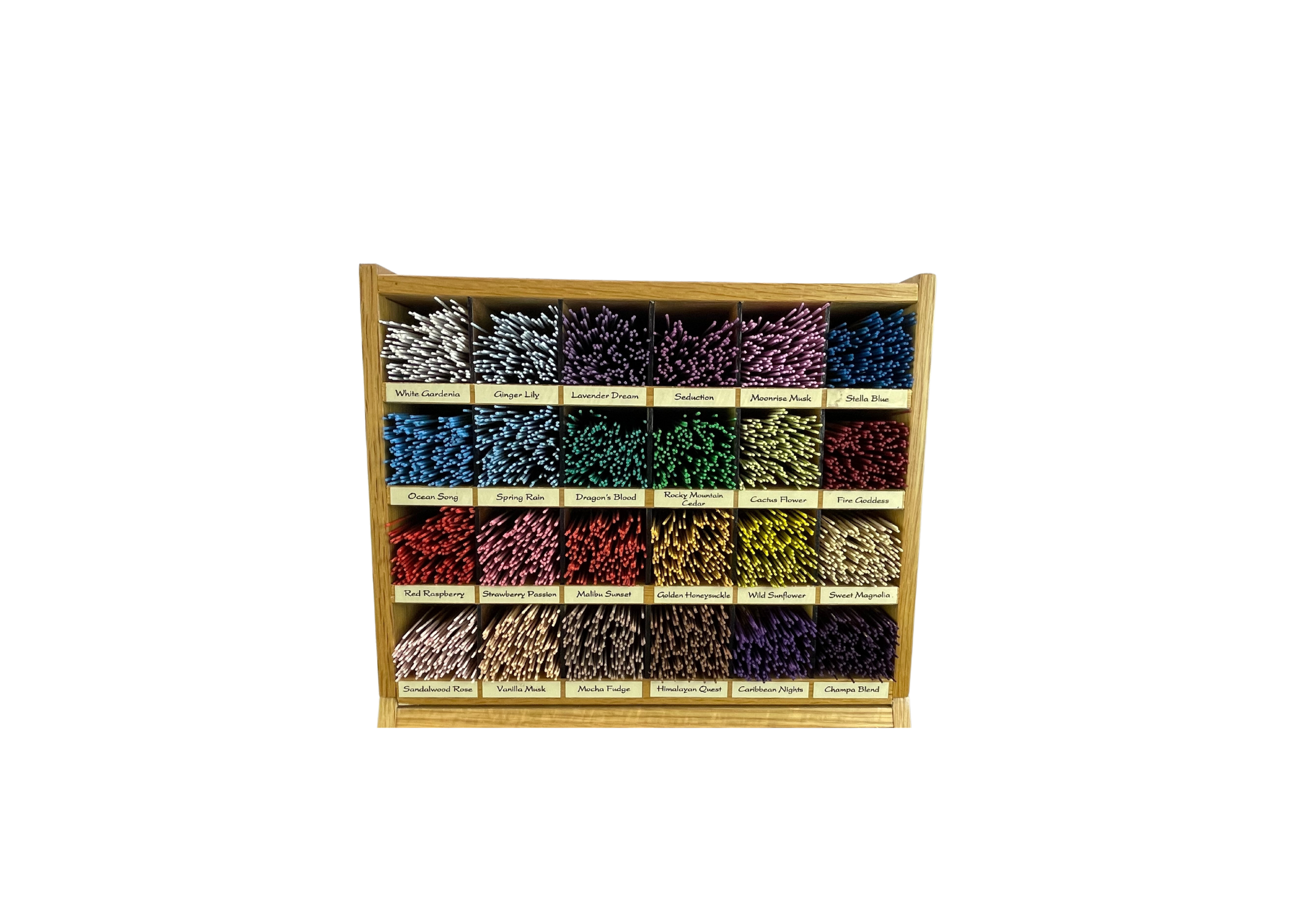 Auric Blends - Wholesale Retailer Display - Home & Living - Wooden Incense Display - 24 fragrance - Upper Unit1