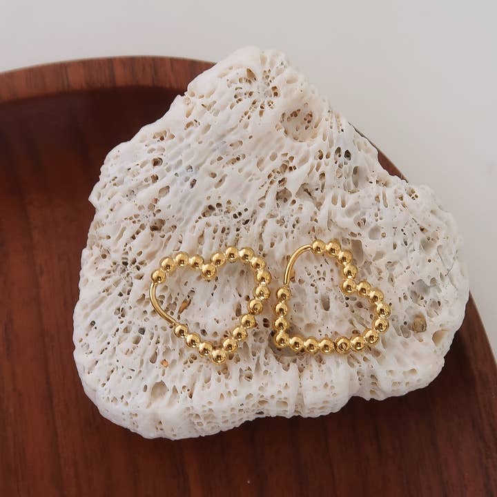 Maxine 18K Gold Non-Tarnish Petite Heart Earring for wholesale on Faire3