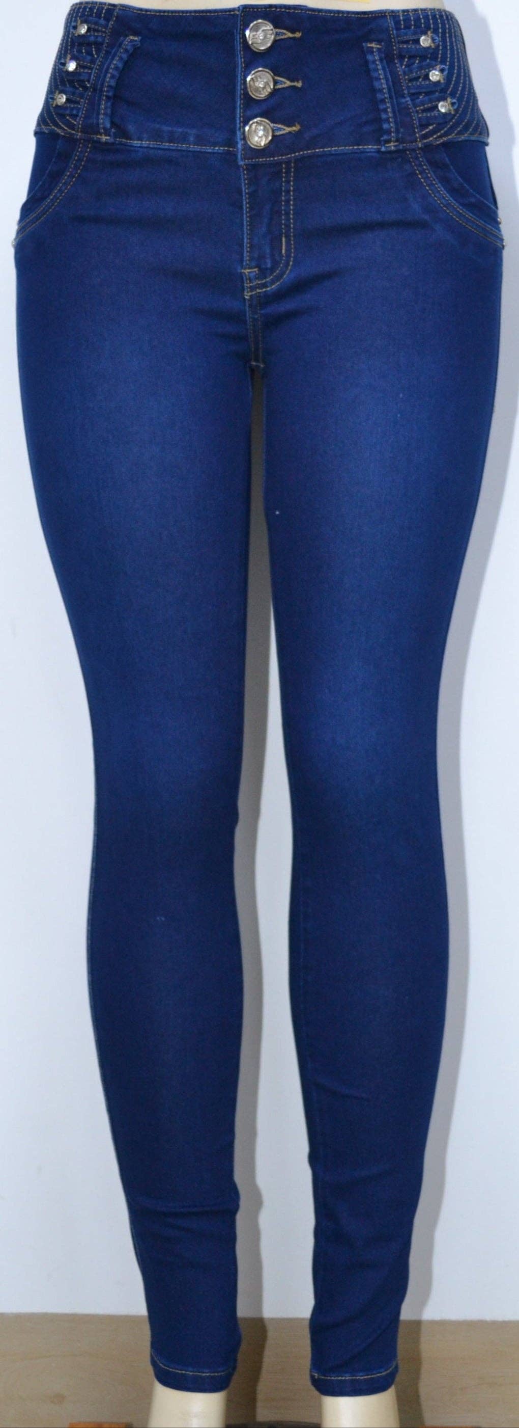 Blue USC-F025 Sexy Bohemian Braided Butt Lifter Levante Cola Jeans for wholesale on Faire3