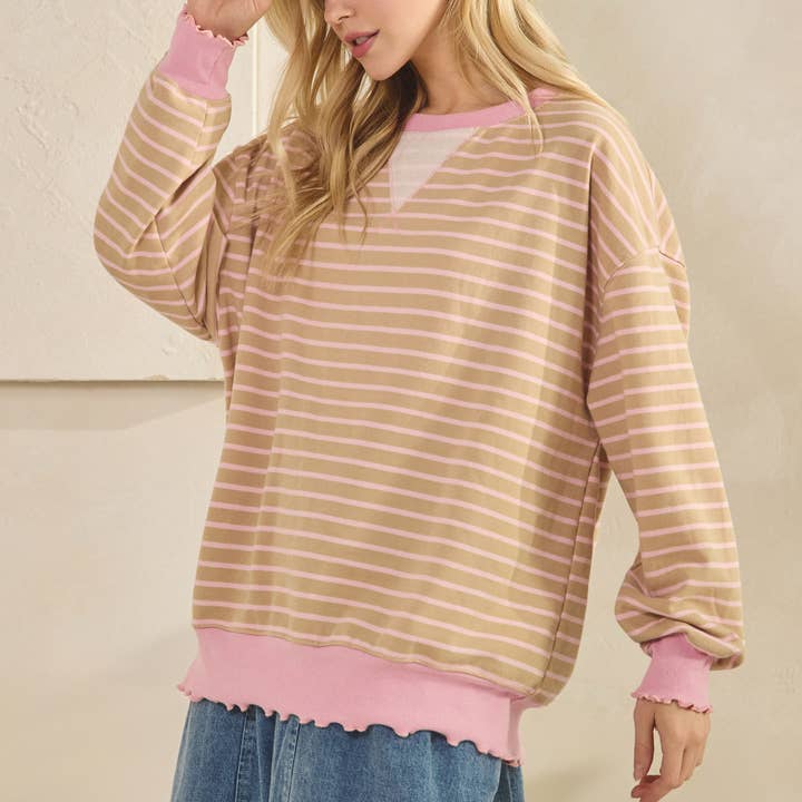 Veveret - Wholesale Tunic - Women's - Striped Knit Long Sleeve Top32