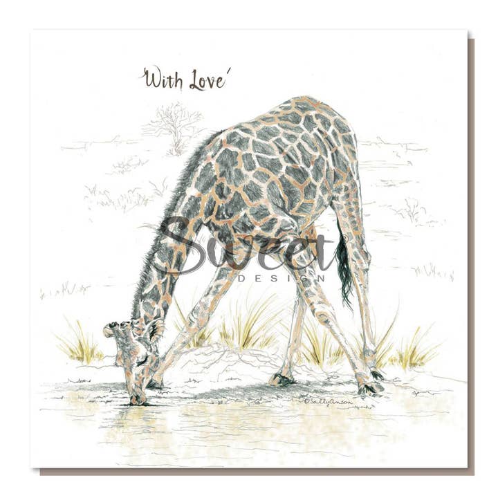 Bes009a - Giraf drikker 'med kærlighed' for engroshandel hos Sweet Design