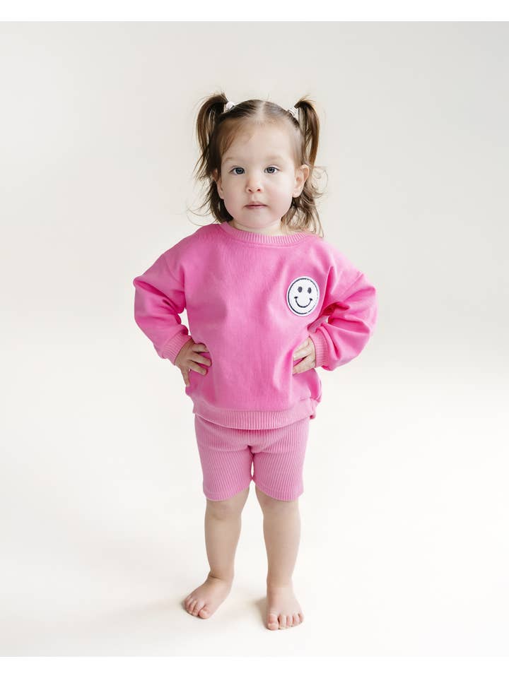 Lucky Panda Kids - Wholesale Top & Short Set - Kids - Baby & Kids Biker Shorts Set | Pink
