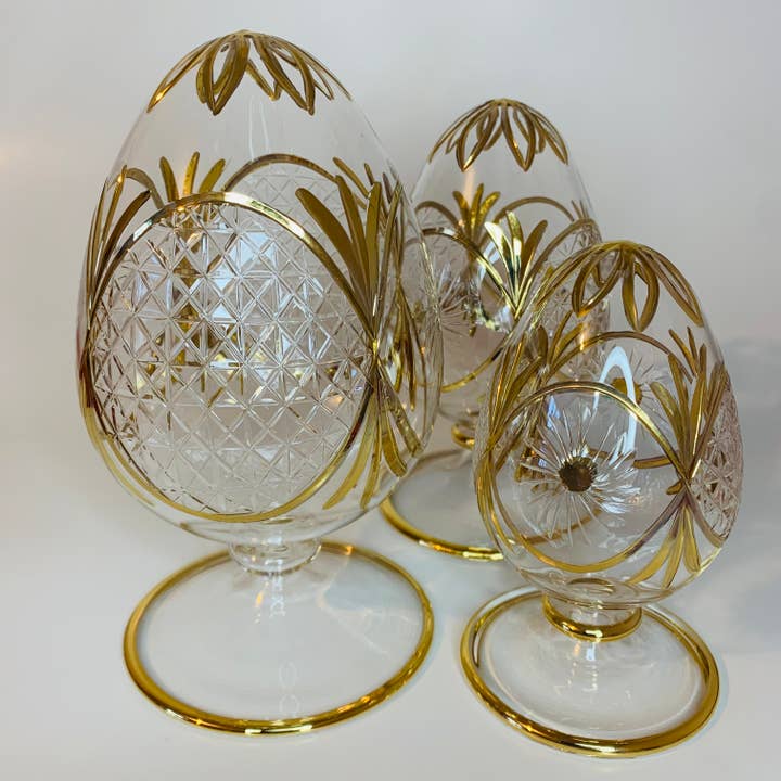 Dandarah (Ships from Canada) - Venta al por mayor Artículo decorativo de mesa - Huevo de mesa de vidrio soplado hecho a mano con oro2