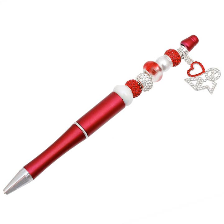DST Sorority Bling Bead and Charm Red Pen for wholesale on Faire