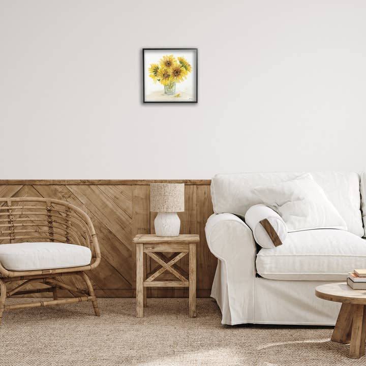 Stupell Industries - Vendita all'ingrosso Decorazione da parete - Bambini e neonati - Arte ad Acquerello con Girasoli in Barattolo con Cornice