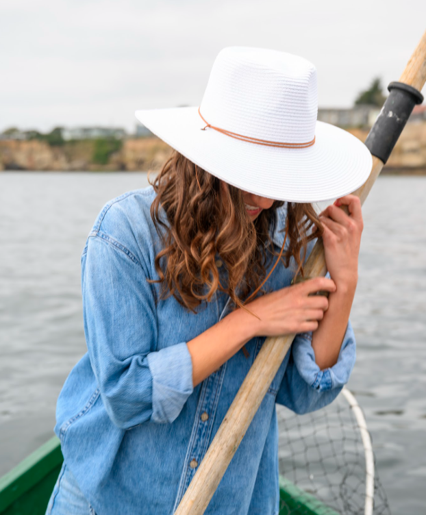 White Safari Wide Brim Straw Sun Hat - Style Felix for wholesale on Faire14