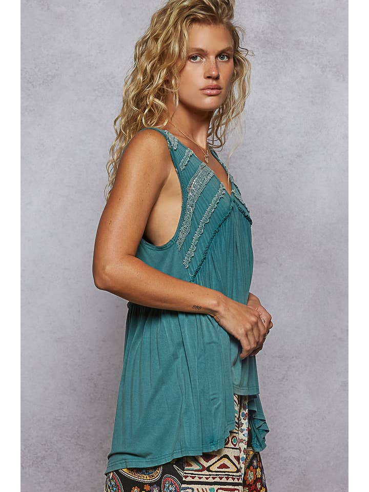 Pol Clothing - Wholesale Knit Top - Women's - Sleeveless Loose Fit V-Neck Babydoll Casual Knit Top SALE27