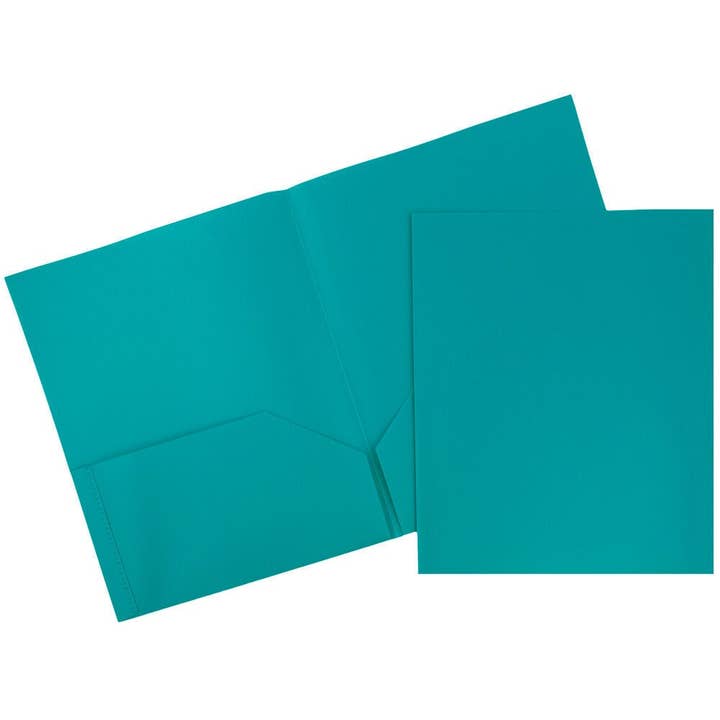 JAM PAPER - Wholesale Folders - JAM Plastic 2 Pocket POP Folders, Teal Blue, 6/PK