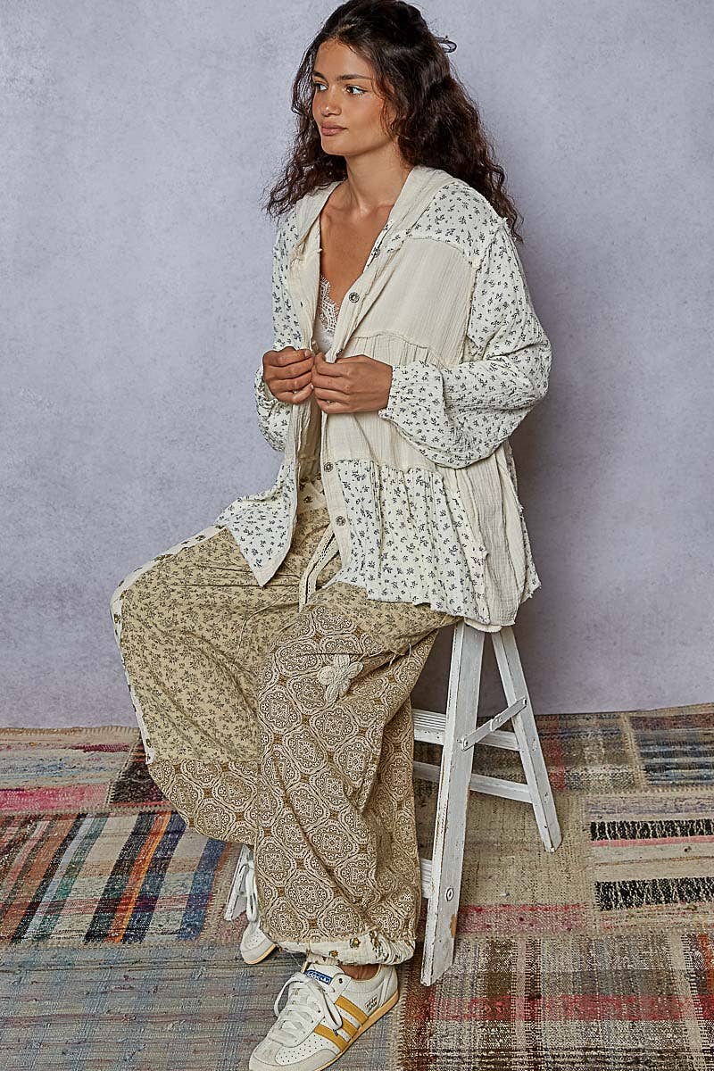 Pol Clothing - Wholesale Jacket - Women's - Balloon sleeve double gauze shirring detail jacket12