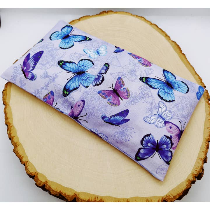 Wellness & Oils - Wholesale Spa/Therapy Pillow - Lavender Eye Pillow with Washable Cover-Purple Butterflies2