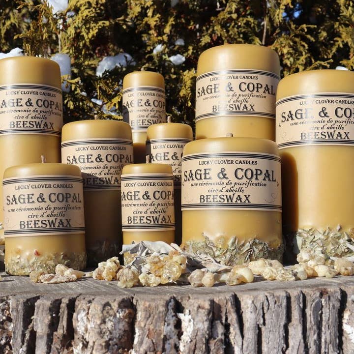 Lucky Clover Candles - Wholesale Pillar Candle - Sage & Copal