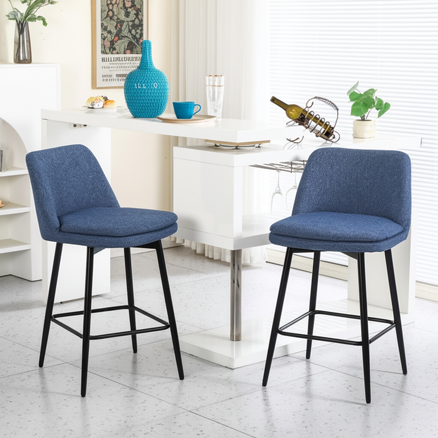 HOMYCASA DESIGN INC - Vente Tabouret - Tabourets de Comptoir Pivotants Ensemble Hauteur 26" Option Lin/Cuir PU23