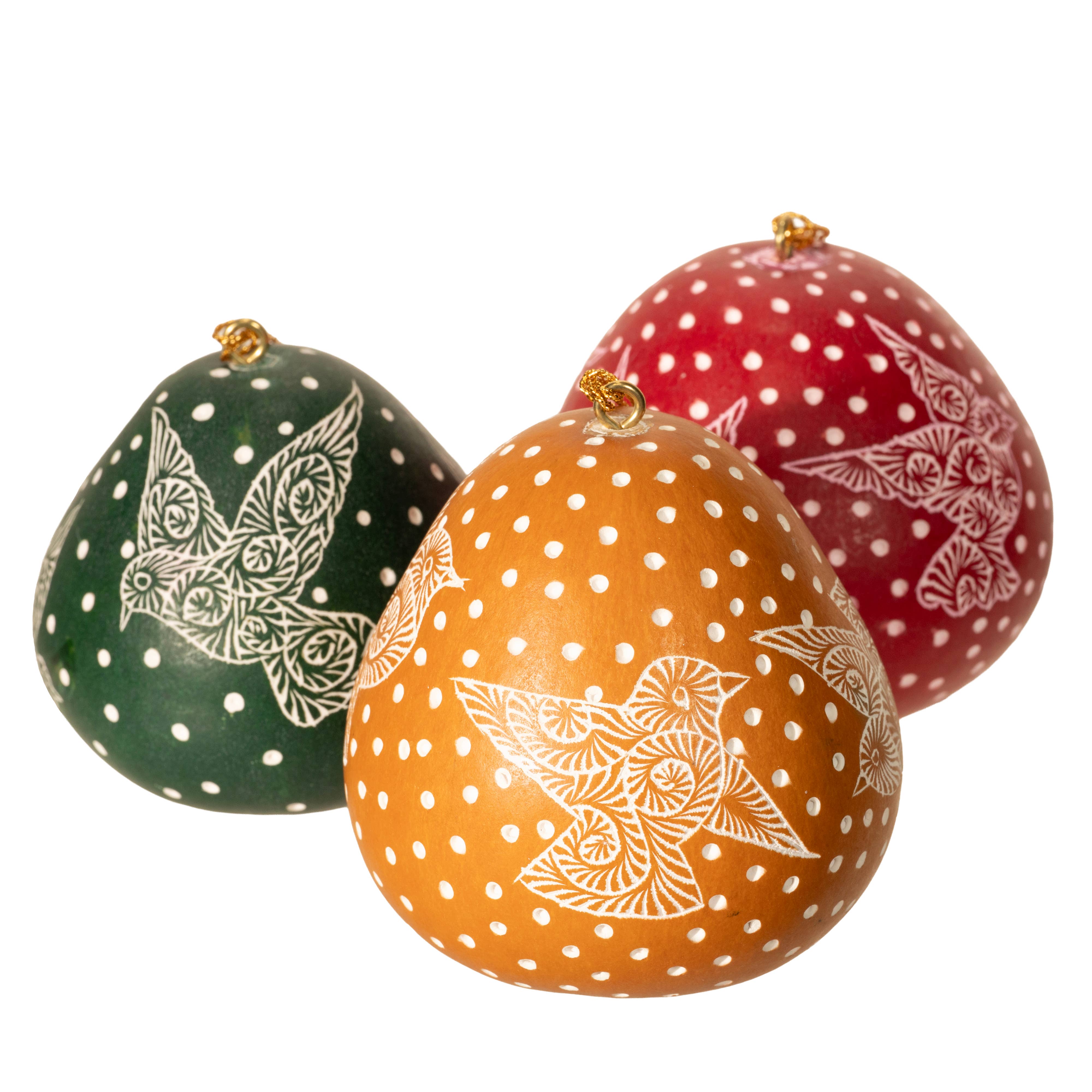 Lucuma Designs - Wholesale Ornament - Doves - Gourd Ornament, assorted colors - Holiday Gift1