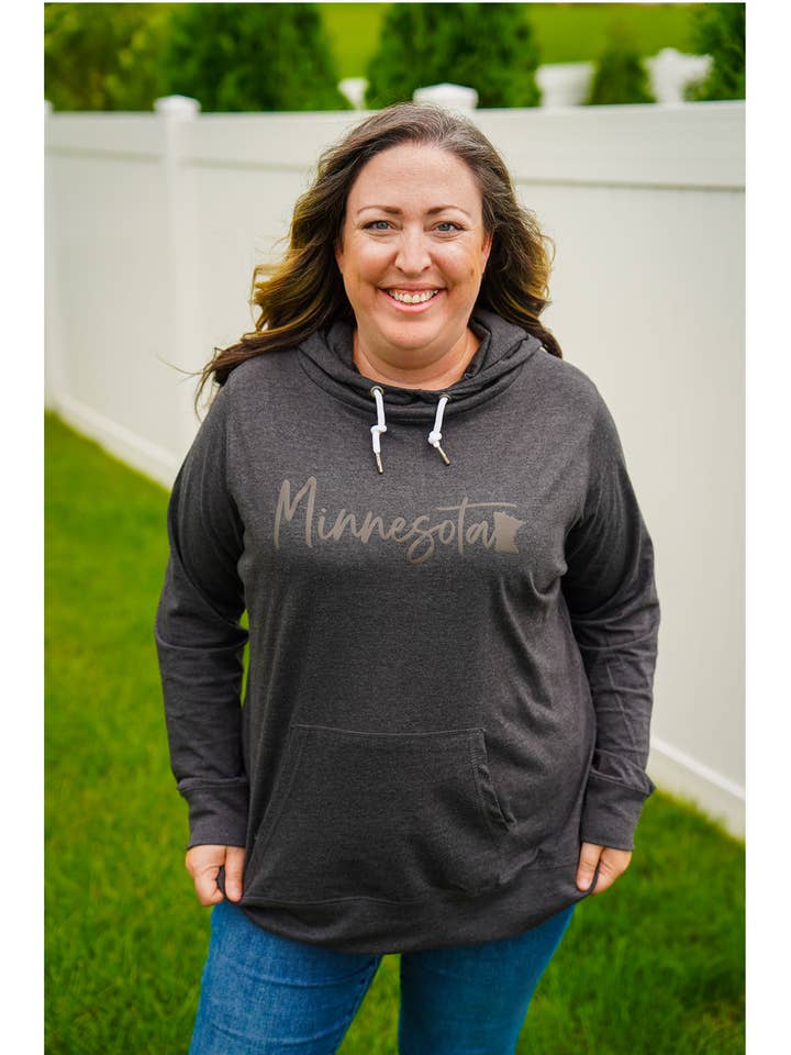 Cheeky Lisa - Wholesale Hoodie - Women's - Minnesota - Black on Black Funnel Neck
