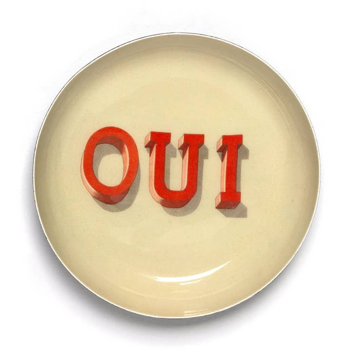 Enamel Printed Tray - Oui for wholesale by Roomytown