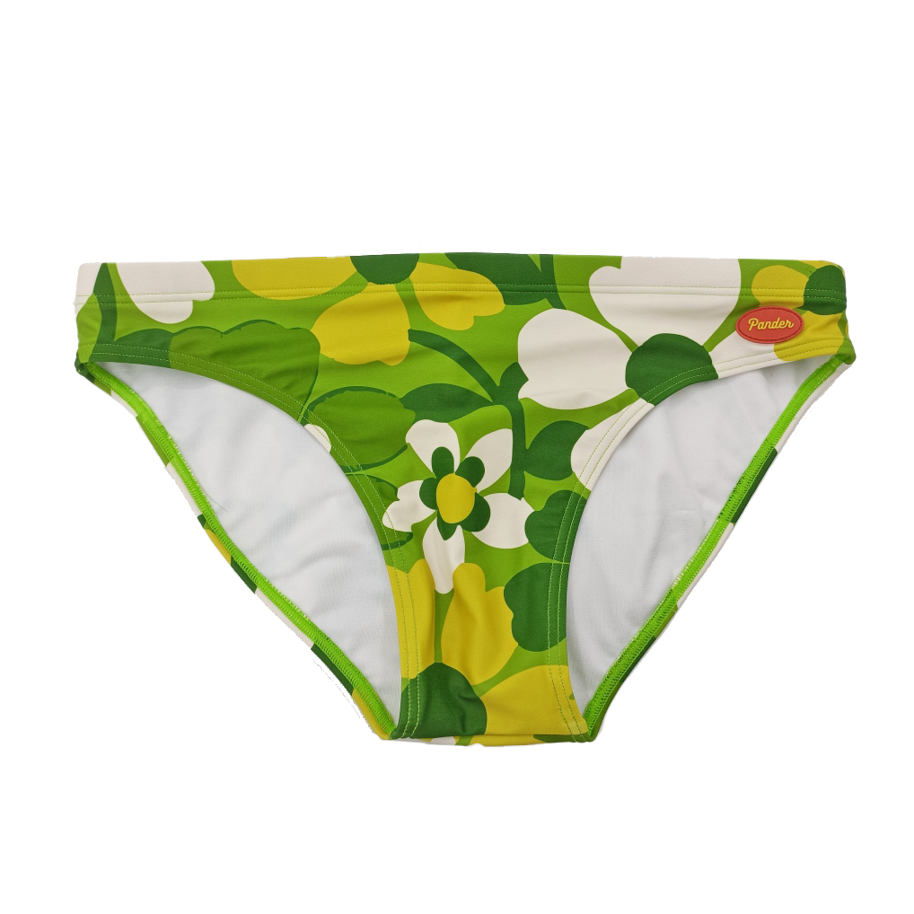 Pander - Wholesale Swim Bottoms - Men's - Green 70's Floral Couch Swim Brief3