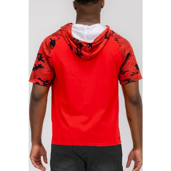 Paperdoll - Wholesale Hoodie - Men's - Mens Short Sleeve Camo Hooded Tshirt