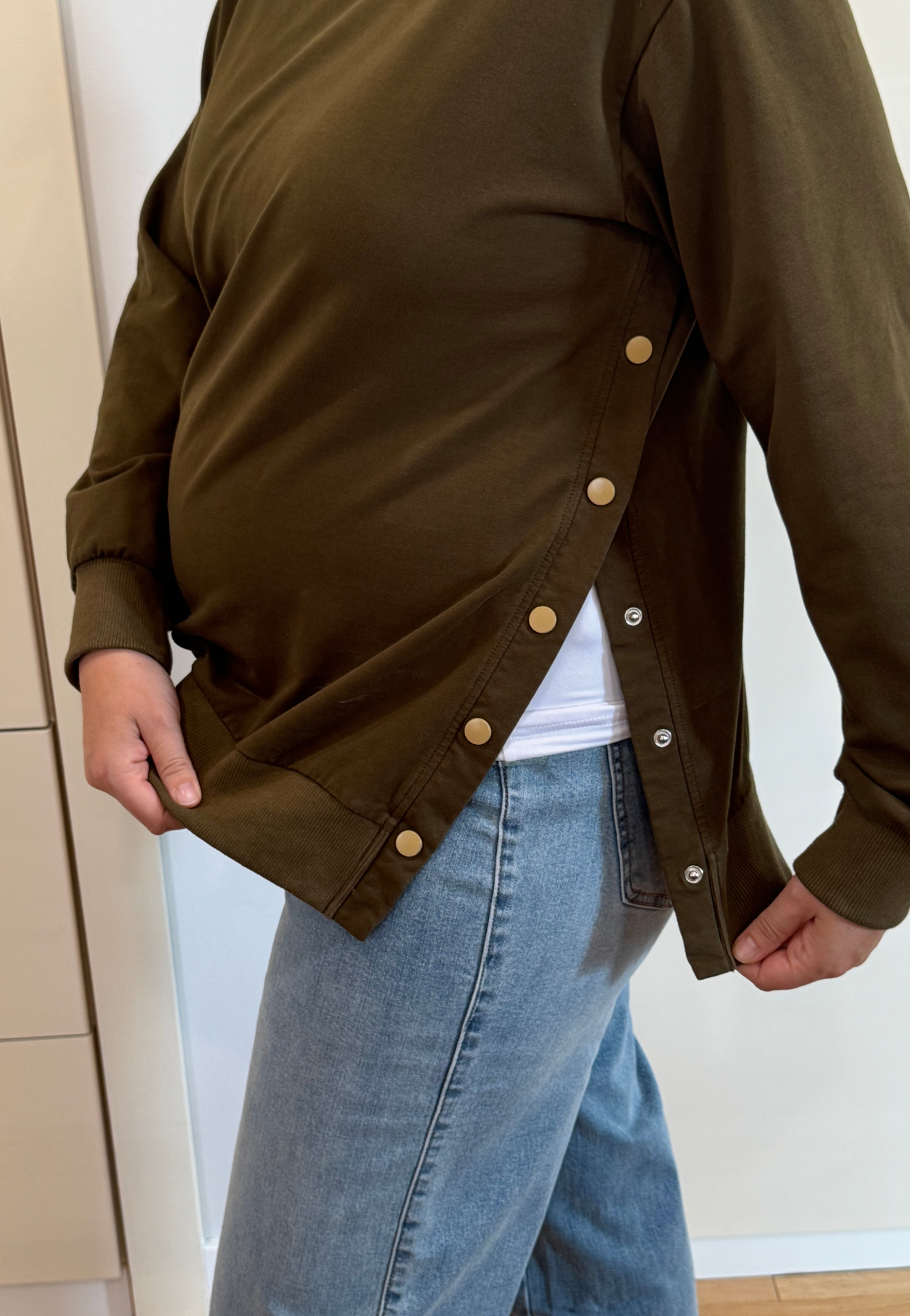 Ella Bella Maternity - Wholesale Sweatshirt - Maternity - Sienna Maternity and Nursing Crewneck Sweatshirt -Adjustable Side Buttons7