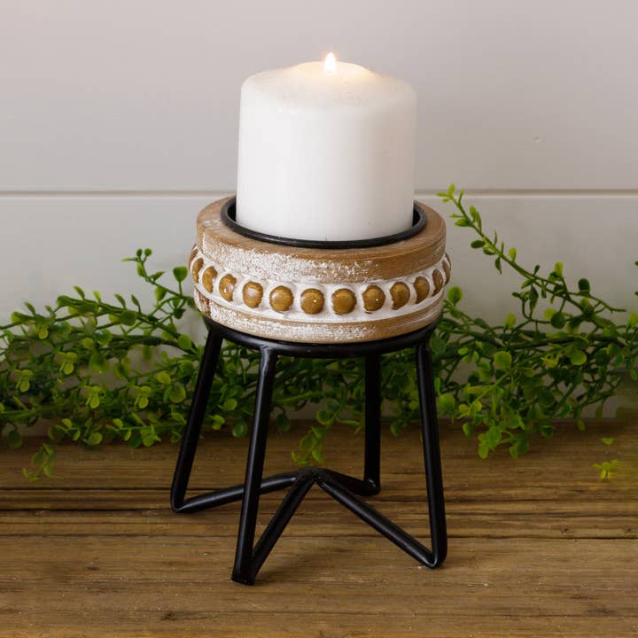 Beaded Pillar Candle Stand, Lg (PC) for wholesale by Audrey's Home & Gift