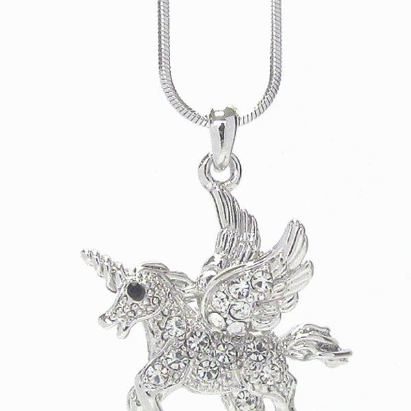 Jewelry Max - Wholesale Pendant/Charm Necklace - ( C153 ) CRYSTAL UNICORN PENDANT NECKLACE0