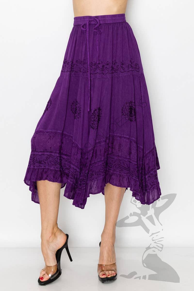 JUST CRUISING - India Casual Designs - Wholesale Skirt - Women's - Handcrafted Embroidered Handkerchief Hem Skirt6