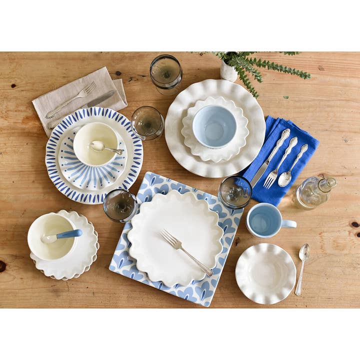 Coton Colors - Wholesale Dinner Plate - Iris Blue Drop Ruffle Dinner Plate