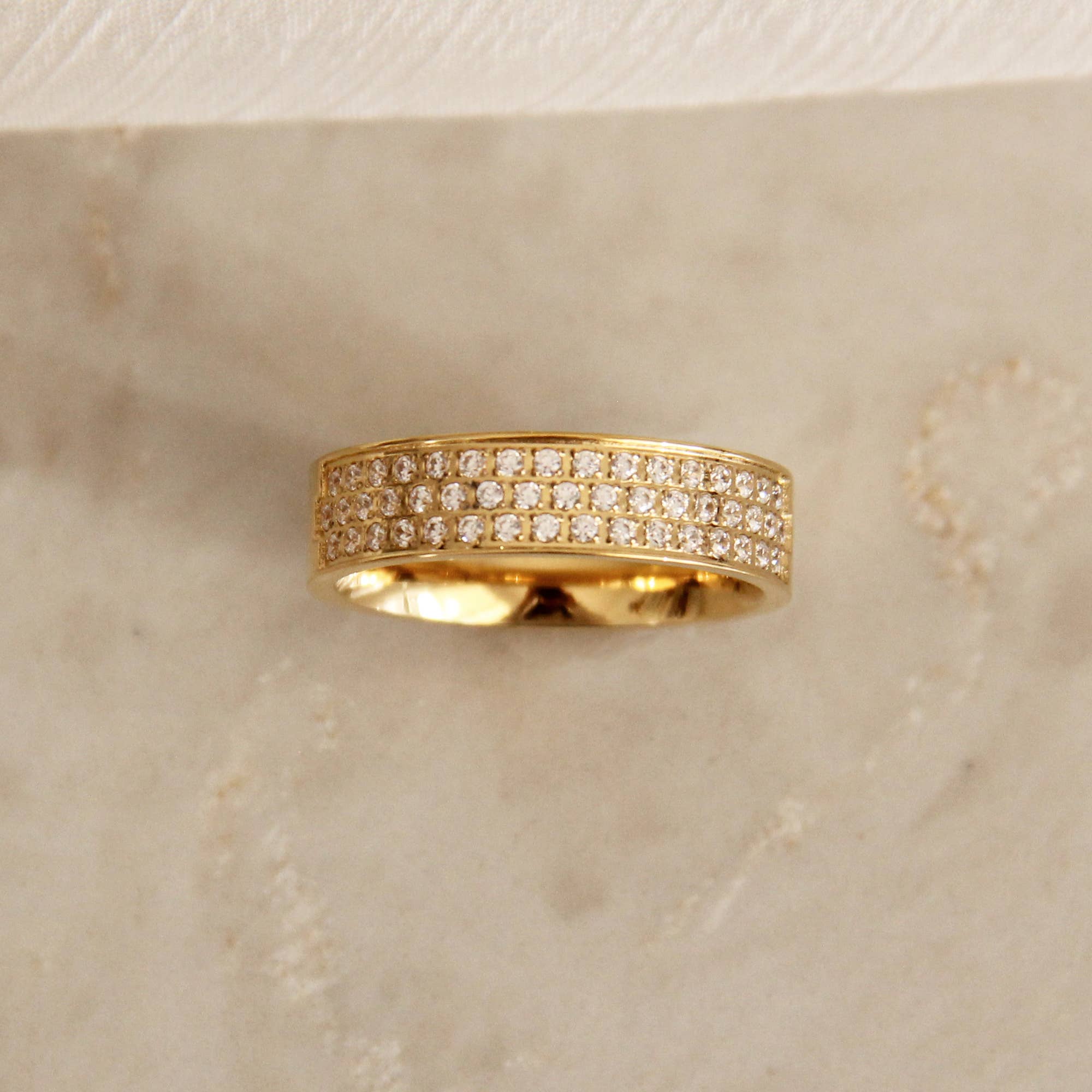 Gold Pave CZ Wide Band Ring for wholesale on Faire1