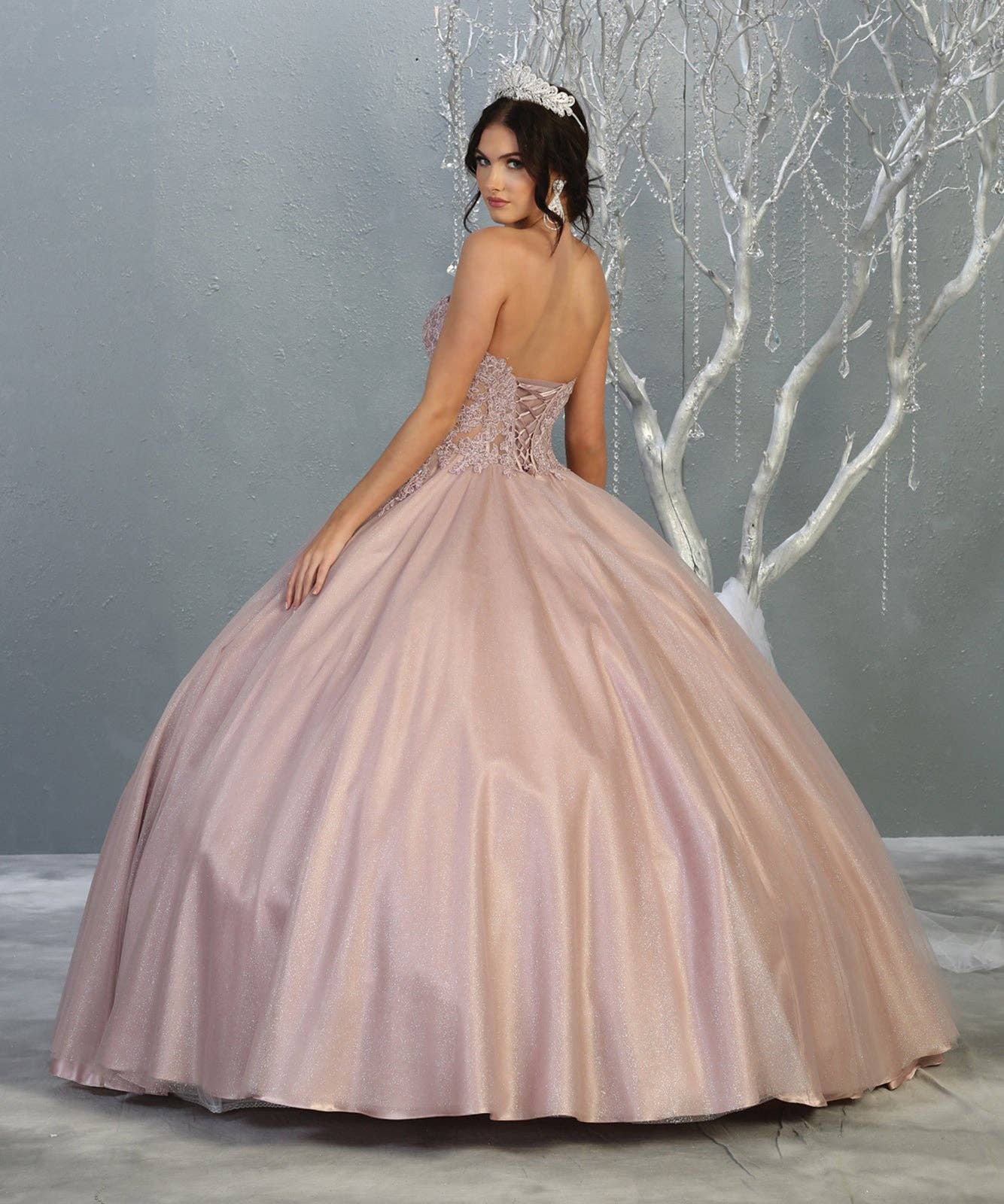 LA Merchandise – wholesale Gown – Women's – LA141 Strapless Lace Bodice Quinceanera Ball Gown4